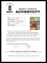 Thomas "Hitman" Hearns, Jose Pipino Cuevas & Alexis Arguello Autographed International Boxing Magazine Beckett BAS #AC56727