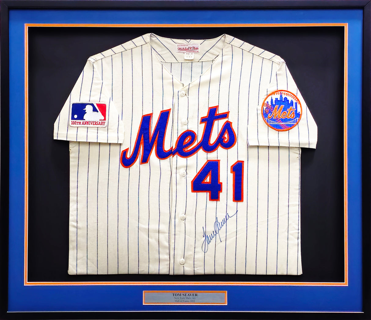 New York Mets Tom Seaver Autographed Framed Cream Mitchell & Ness 100th Anniversary Jersey PSA/DNA #AM40890