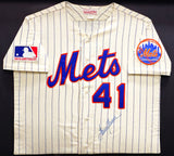 New York Mets Tom Seaver Autographed Framed Cream Mitchell & Ness 100th Anniversary Jersey PSA/DNA #AM40890