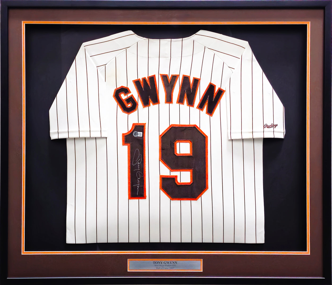 San Diego Padres Tony Gwynn Autographed Framed White Pinstripes Rawlings Jersey Beckett BAS QR #BM00441