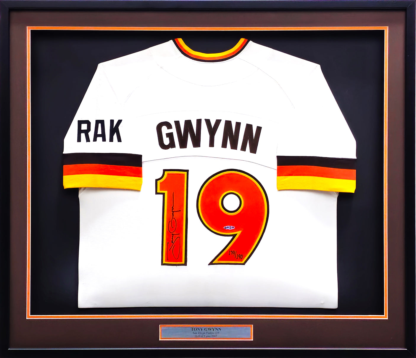 San Diego Padres Tony Gwynn Autographed Framed White Jersey #179/190 UDA Holo #BAF77636