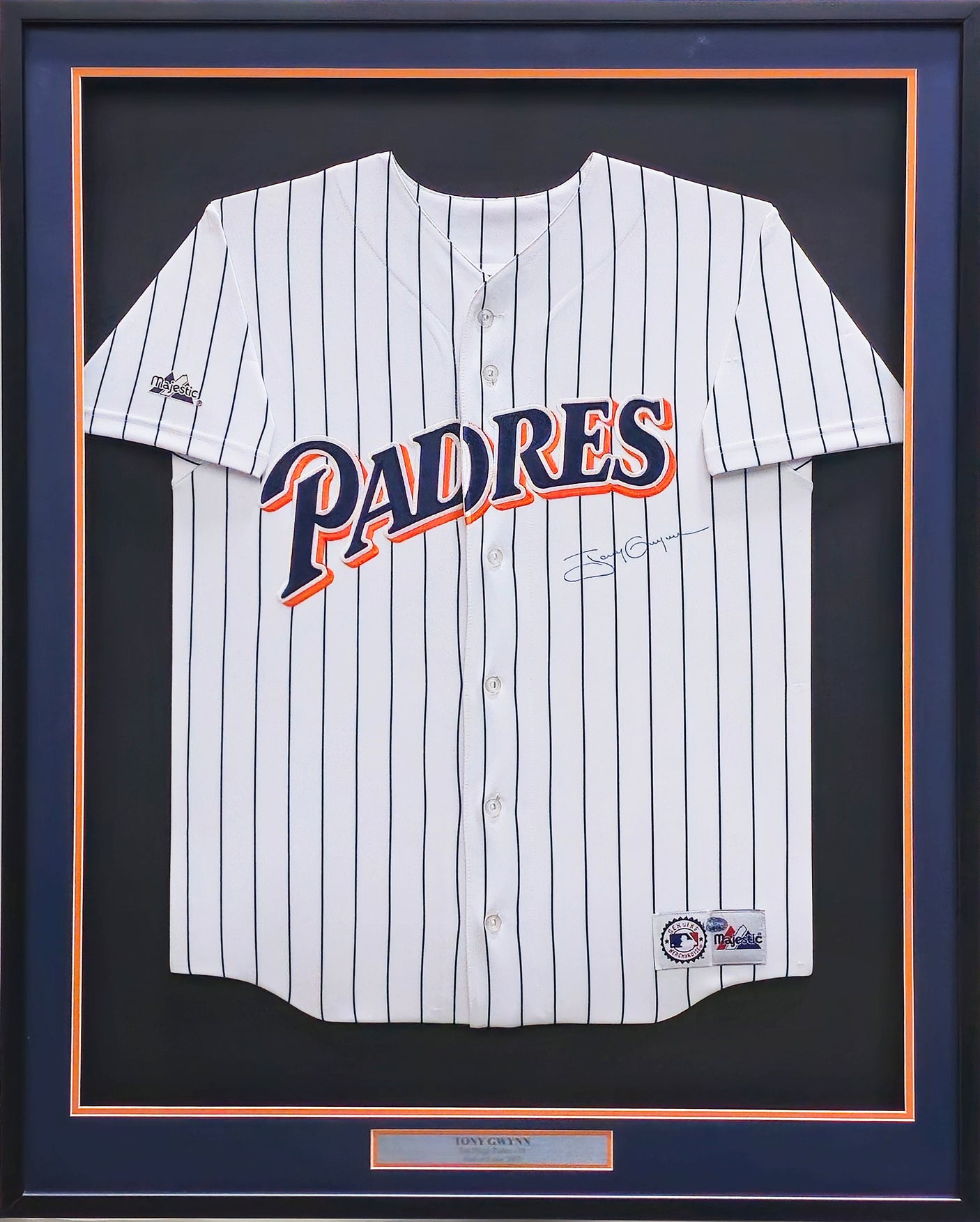 San Diego Padres Tony Gwynn Autographed Framed White Pinstripes Majestic Jersey PSA/DNA #J90176