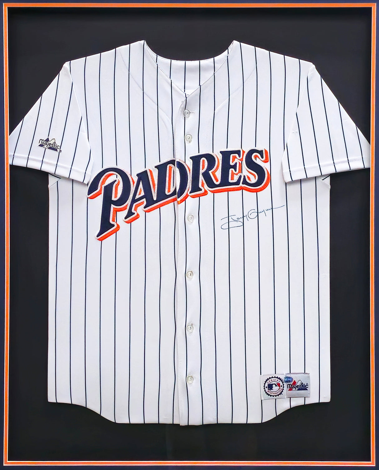 San Diego Padres Tony Gwynn Autographed Framed White Pinstripes Majestic Jersey PSA/DNA #J90176