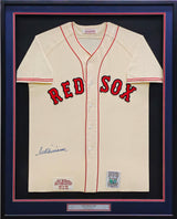 Boston Red Sox Ted Williams Autographed Framed Cream Authentic Mitchell & Ness Jersey JSA #BB27144