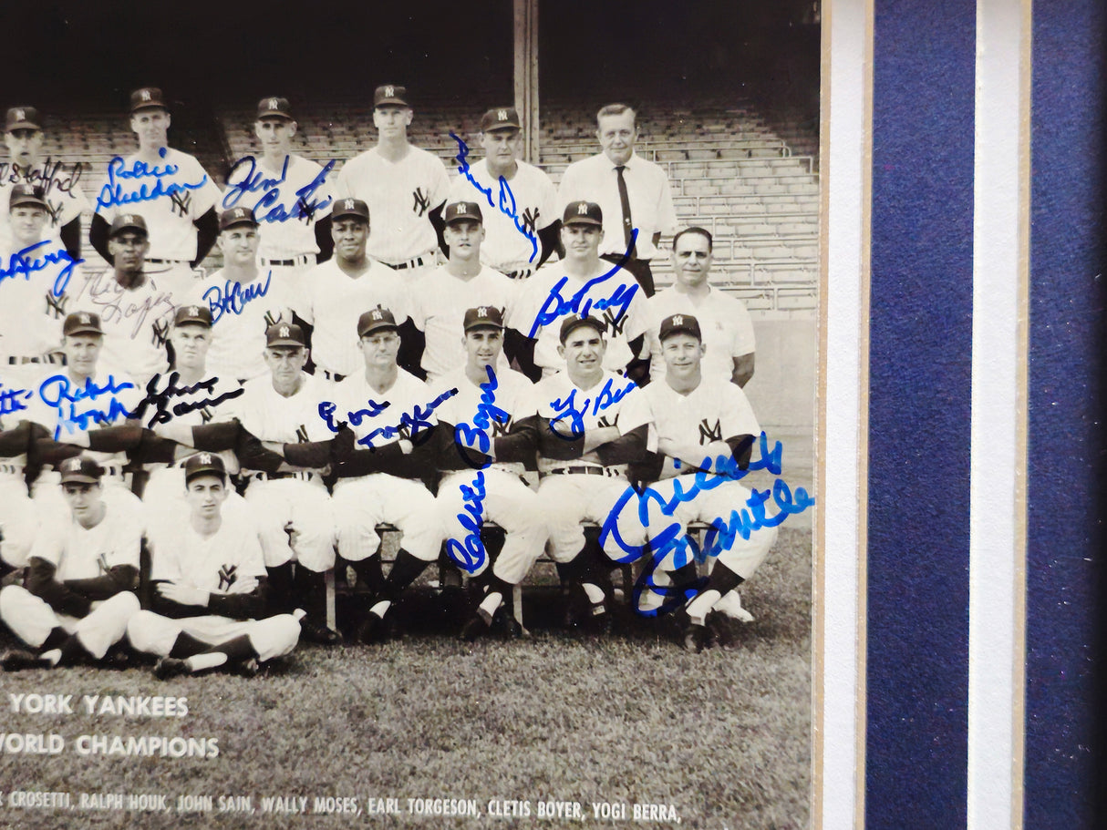 1961 World Series Champions New York Yankees Autographed Framed 8x10 Photo With 27 Signatures Including Mickey Mantle JSA #BB89296