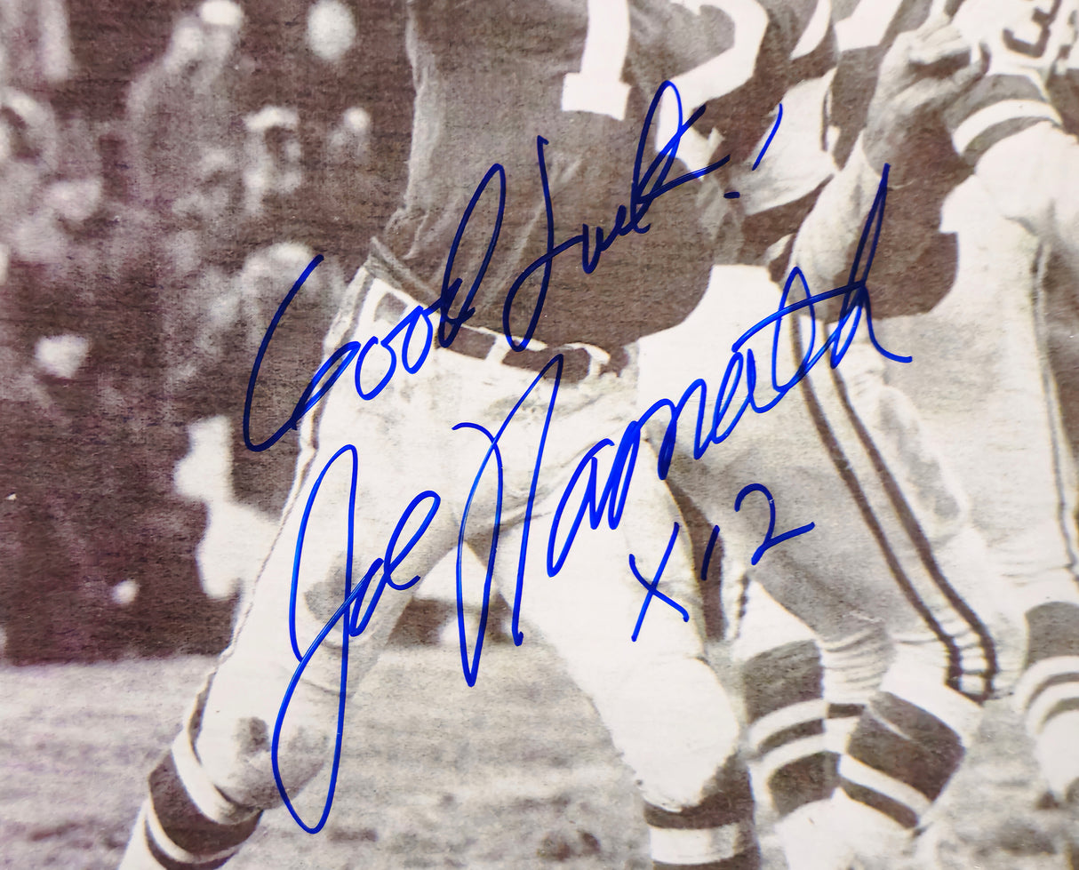 Joe Namath Autographed Framed 8x10 Photo New York Jets "Good Luck" JSA #AK27963