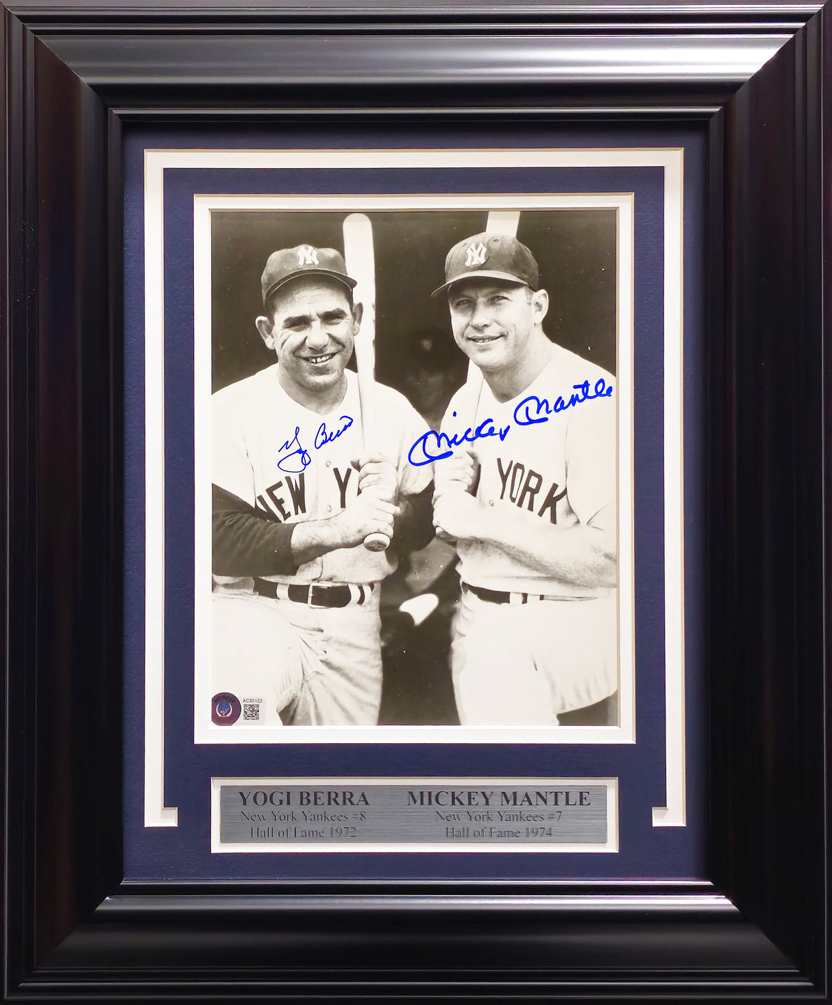 Mickey Mantle & Yogi Berra Autographed Framed 8x10 Photo New York Yankees Beckett BAS #AC85122