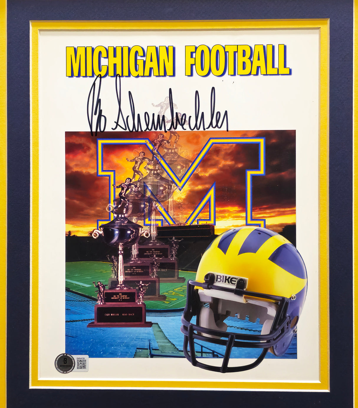 Bo Schembechler Autographed Framed 8x10 Photo Michigan Wolverines Beckett BAS QR #BM04039