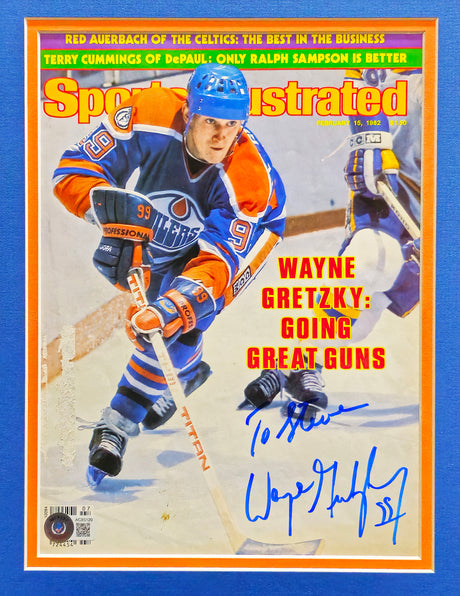 Wayne Gretzky Autographed Framed 8x11 Sports Illustrated Magazine Cover Edmonton Oilers "To Steve" Beckett BAS #AC85120