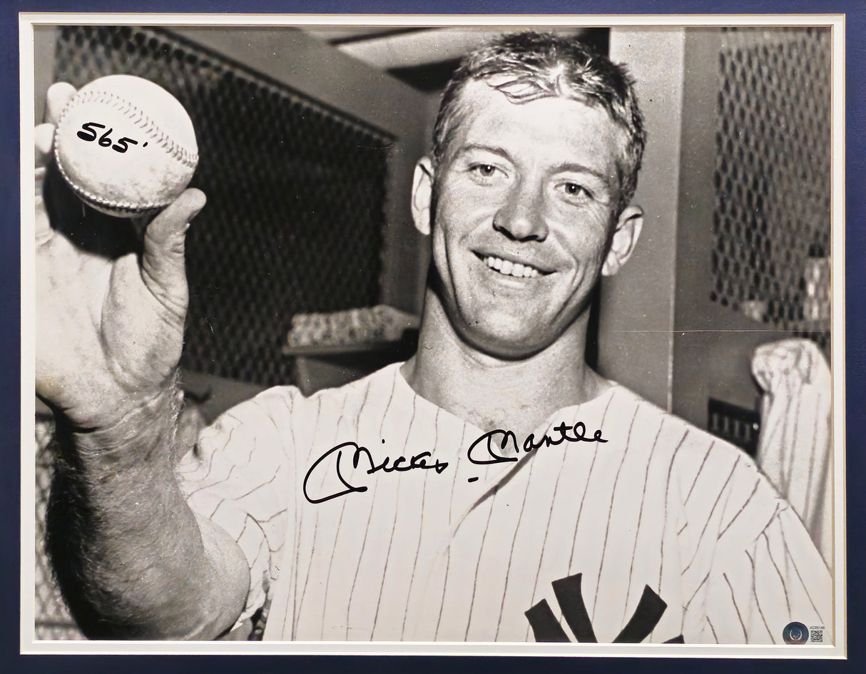 Mickey Mantle Autographed Framed 16x20 Photo New York Yankees Auto Grade Gem Mint 10 "565" Beckett BAS #AC85146