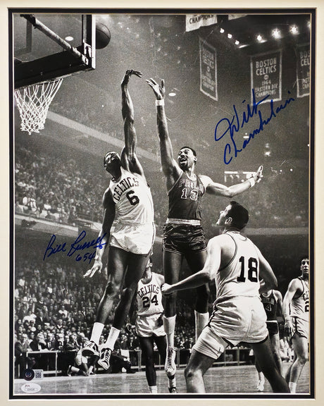 Wilt Chamberlain & Bill Russell Autographed Framed 16x20 Photo Beckett BAS #AC85138