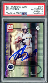 Drew Brees Autographed 2001 Donruss Elite Rookie Card #102 New Orleans Saints Auto Grade Gem Mint 10 #116/500 PSA/DNA #64838091