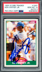 Ken Griffey Jr. Autographed 1989 Score Traded Rookie Card #100T Seattle Mariners PSA 10 Auto Grade Mint 9 PSA/DNA #64838008