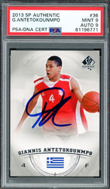 Giannis Antetokounmpo Autographed 2013 SP Authentic Rookie Card #36 Milwaukee Bucks PSA 9 Auto Grade Mint 9 PSA/DNA #61196771