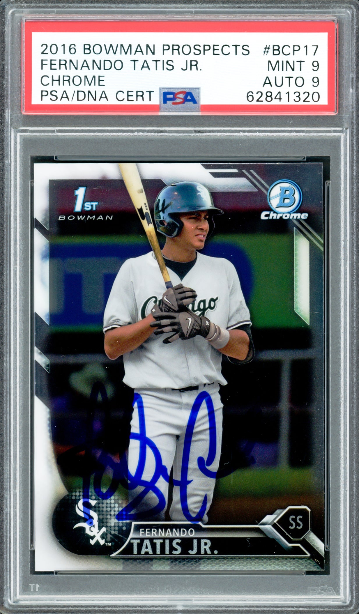 Fernando Tatis Jr. Autographed 2016 Bowman Chrome Prospects Rookie Card #BCP17 San Diego Padres PSA 9 Auto Grade Mint 9 PSA/DNA #62841320