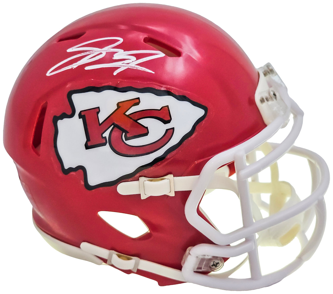 Skyy Moore Autographed Kansas City Chiefs Red Speed Mini Helmet Beckett BAS Witness Stock #220533