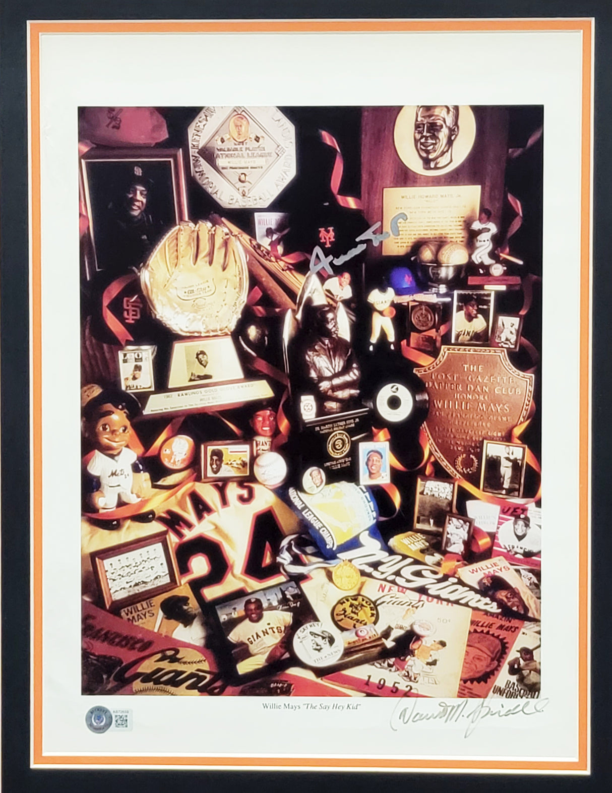 Willie Mays Autographed Framed 12x16 Lithograph Photo Collage San Francisco Giants With Artist Proof Beckett BAS #AB72659