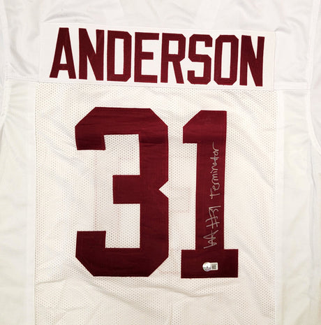 Alabama Crimson Tide Will Anderson Autographed White Jersey "Terminator" Beckett BAS Witness #WW05299