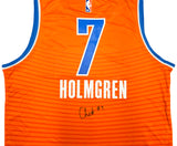 Oklahoma City Thunder Chet Holmgren Autographed Red Fanatics Jersey Size L Beckett BAS Witness Stock #234062