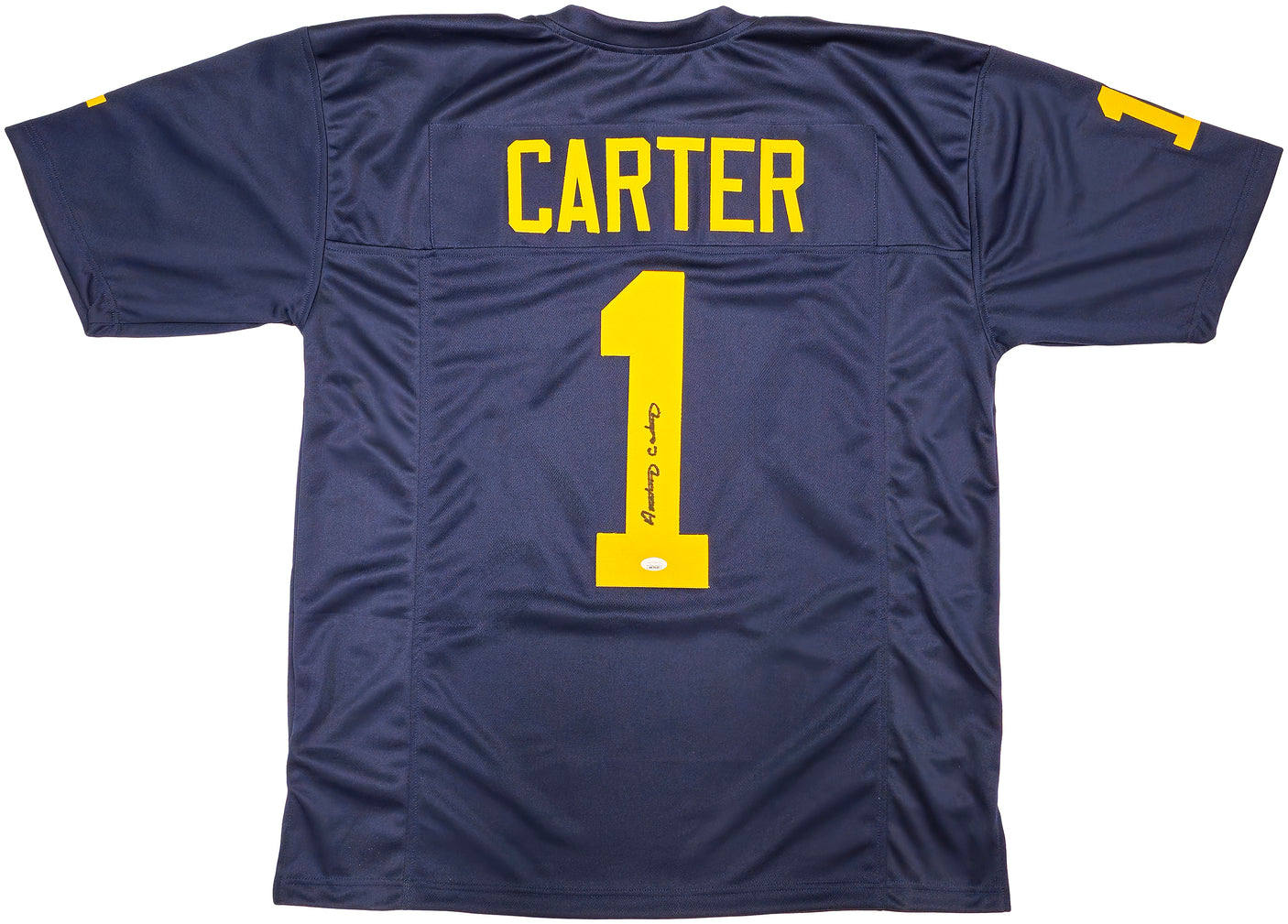 Michigan Wolverines Anthony Carter Autographed Blue Jersey JSA Stock #234504