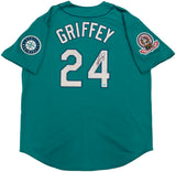 Seattle Mariners Ken Griffey Jr. Autographed Teal Authentic Mitchell & Ness 1995 Cooperstown Collection 75th Negro League Commemorative Year Jersey Size 52 Beckett BAS Witness Stock #234583