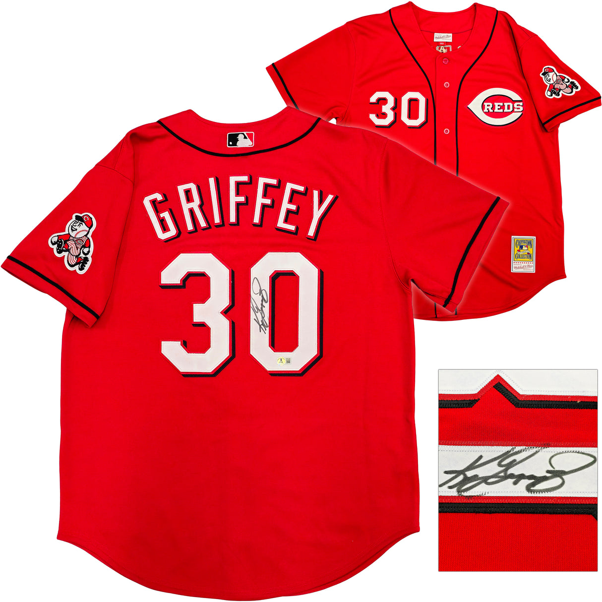 Cincinnati Reds Ken Griffey Jr. Autographed Red Authentic Mitchell & Ness 2005 Cooperstown Collection Jersey Size 48 Beckett BAS Witness Stock #234581