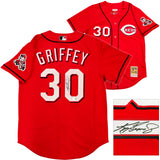 Cincinnati Reds Ken Griffey Jr. Autographed Red Authentic Mitchell & Ness 2005 Cooperstown Collection Jersey Size 44 Beckett BAS Witness Stock #234582