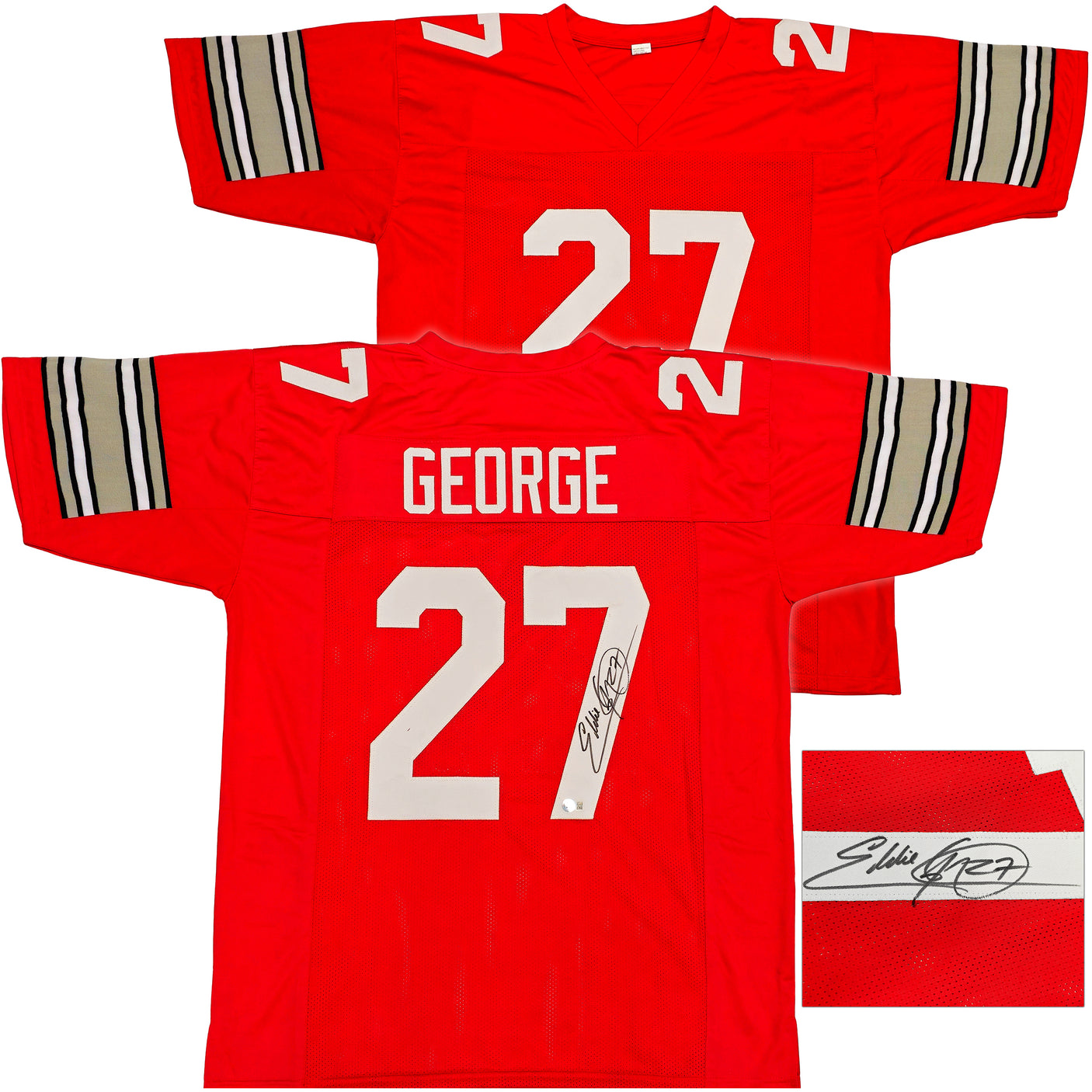 Ohio State Buckeyes Eddie George Autographed Red Jersey Beckett BAS Witness Stock #234538