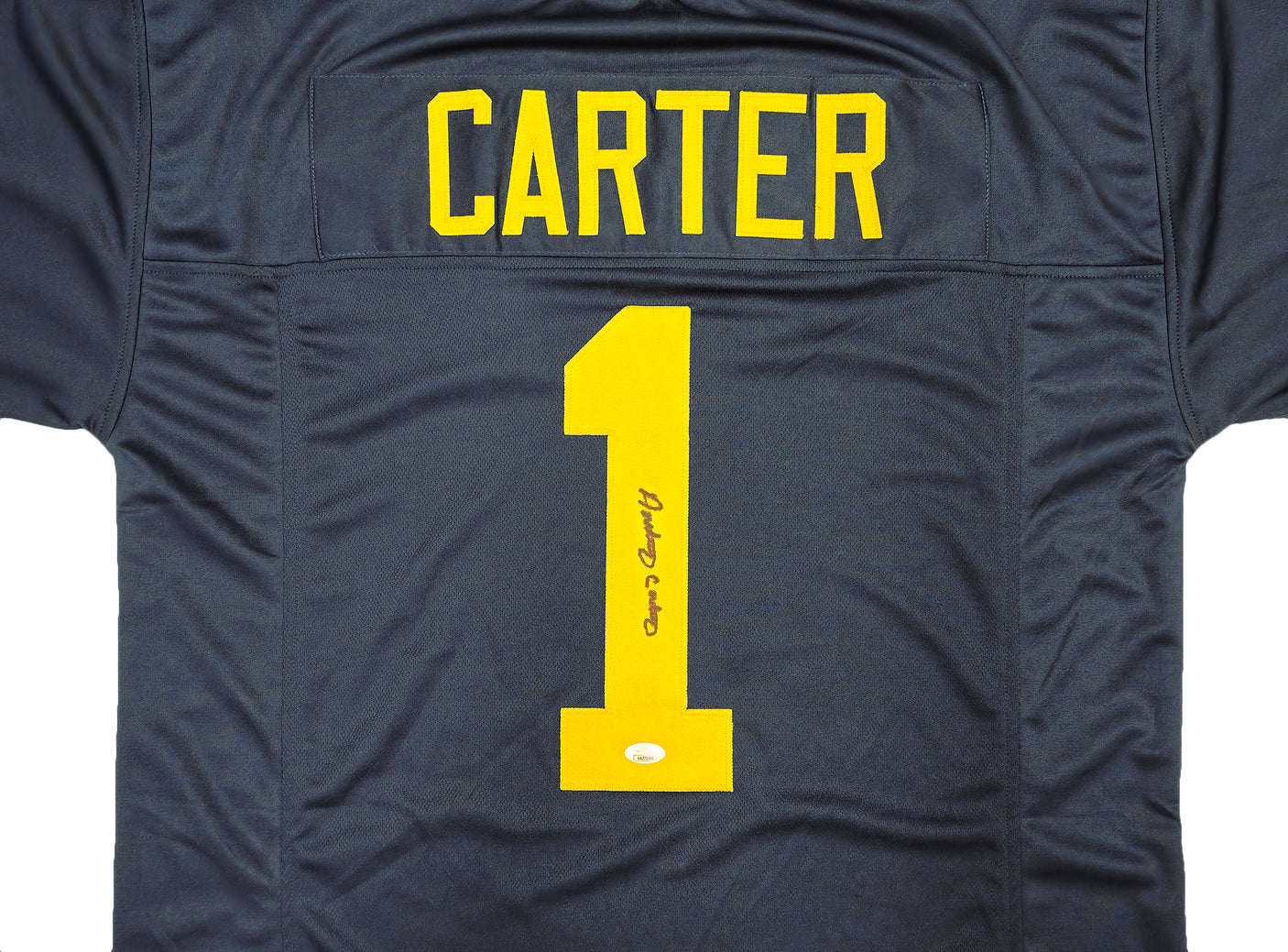 Michigan Wolverines Anthony Carter Autographed Blue Jersey JSA Stock #234505