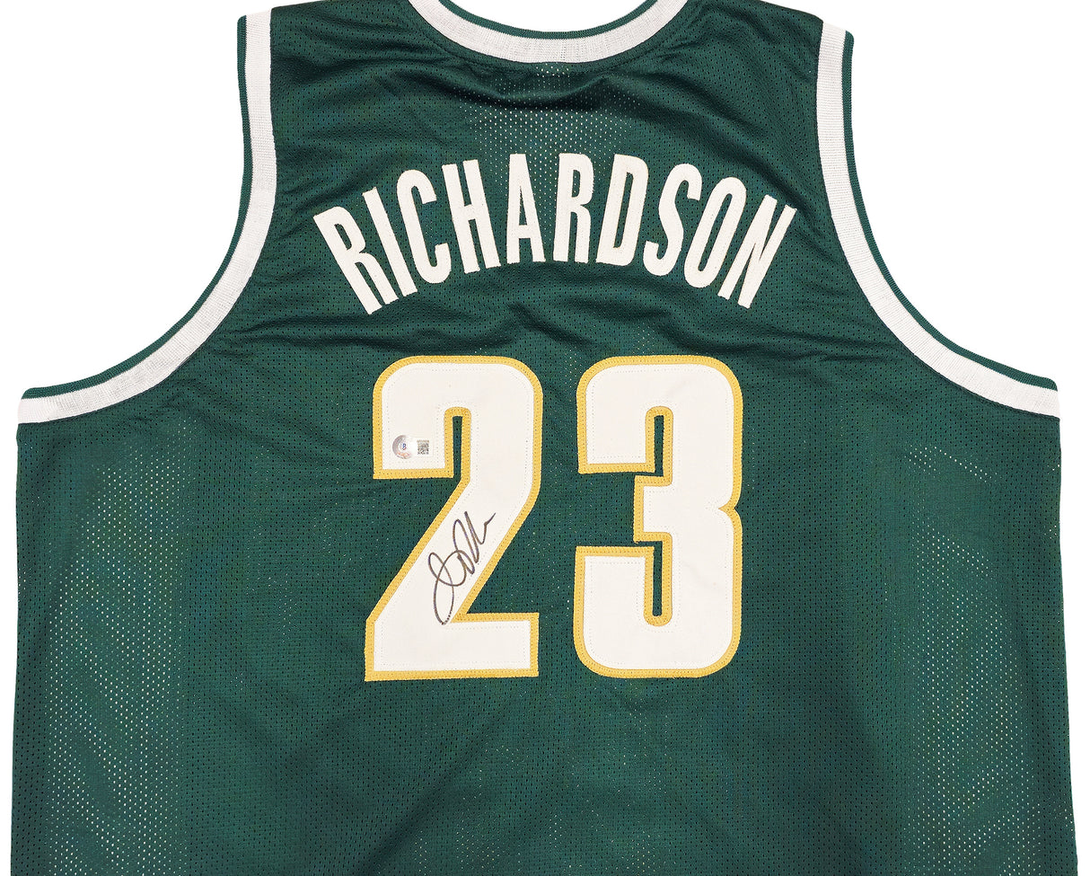 Michigan State Spartans Jason Richardson Autographed Green Jersey Beckett BAS Witness Stock #234509