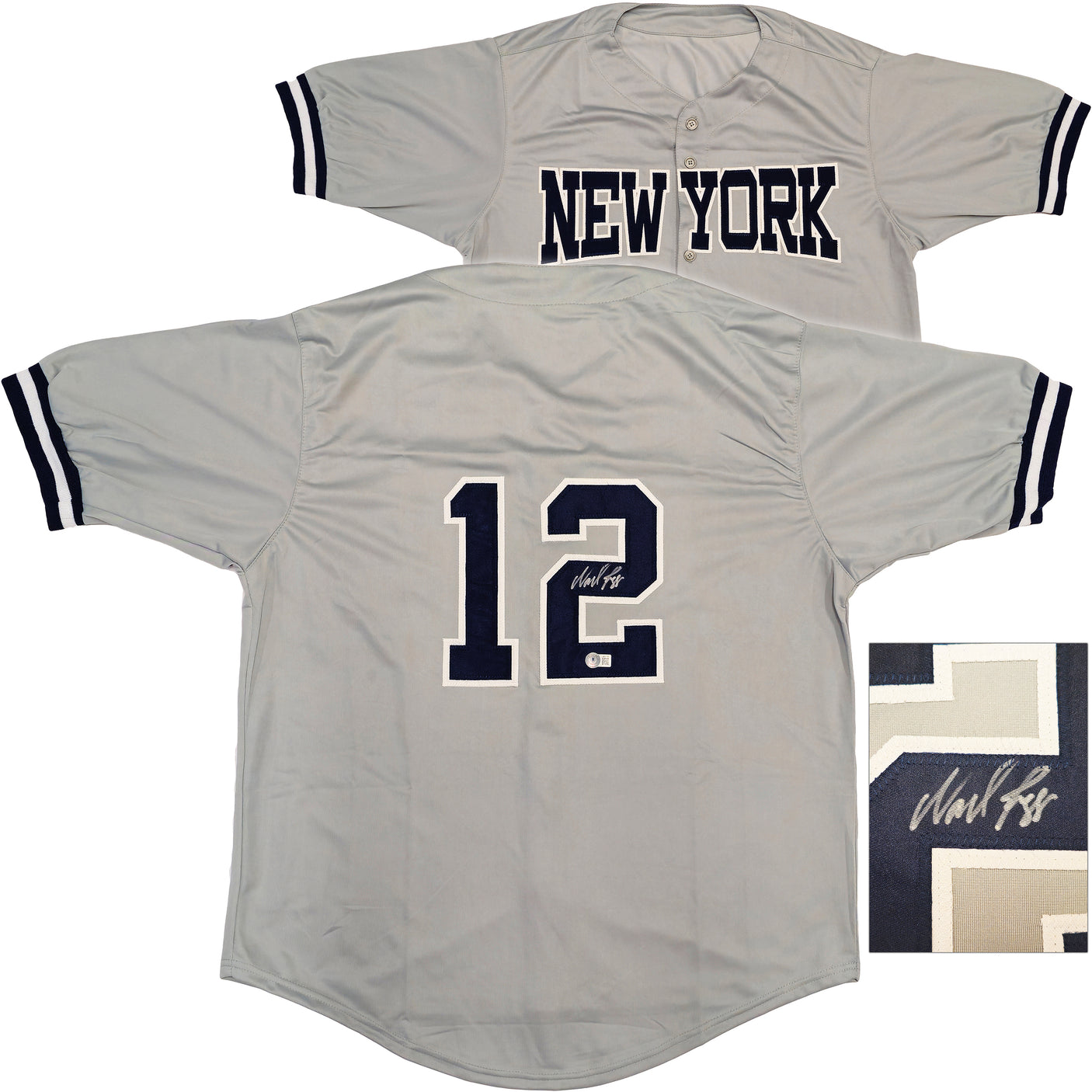 New York Yankees Wade Boggs Autographed Gray Jersey Beckett BAS Witness Stock #234525