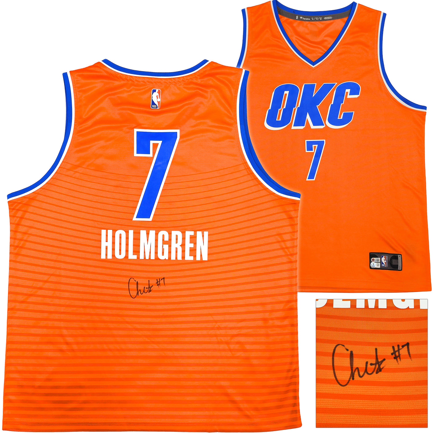 Oklahoma City Thunder Chet Holmgren Autographed Red Fanatics Jersey Size XL Beckett BAS Witness Stock #234063