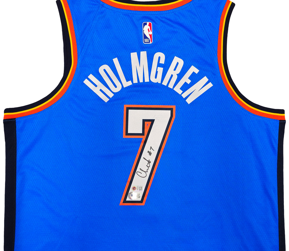 Oklahoma City Thunder Chet Holmgren Autographed Blue Nike Swingman Icon Edition Jersey Size 48 Beckett BAS Witness Stock #234059