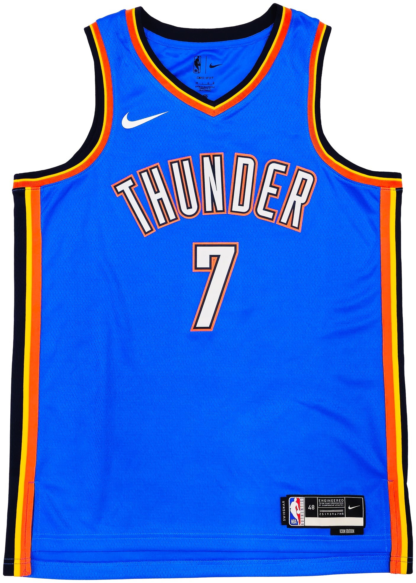 Oklahoma City Thunder Chet Holmgren Autographed Blue Nike Swingman Icon Edition Jersey Size 48 Beckett BAS Witness Stock #234059