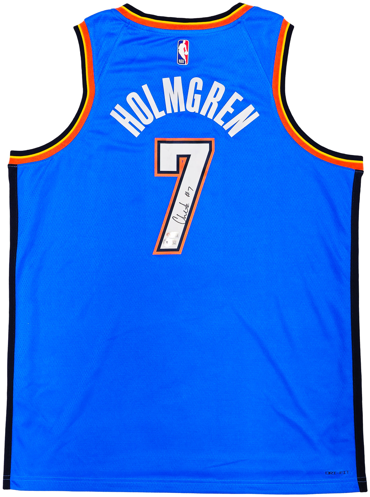 Oklahoma City Thunder Chet Holmgren Autographed Blue Nike Swingman Icon Edition Jersey Size 52 Beckett BAS Witness Stock #234060