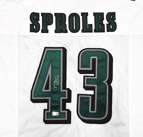 Philadelphia Eagles Darren Sproles Autographed White Jersey Beckett BAS Witness Stock #234513