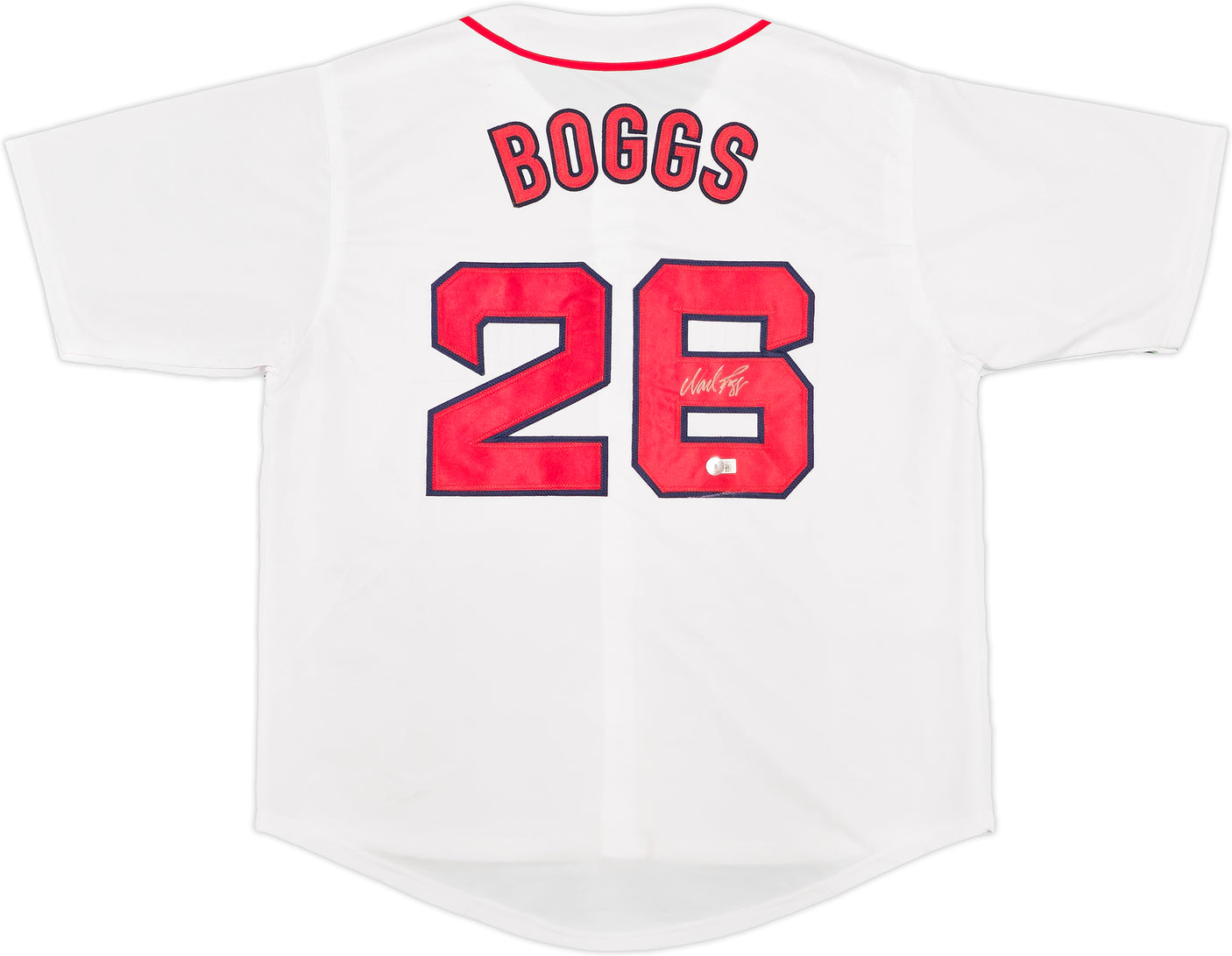 Boston Red Sox Wade Boggs Autographed White Jersey Beckett BAS Witness Stock #234526