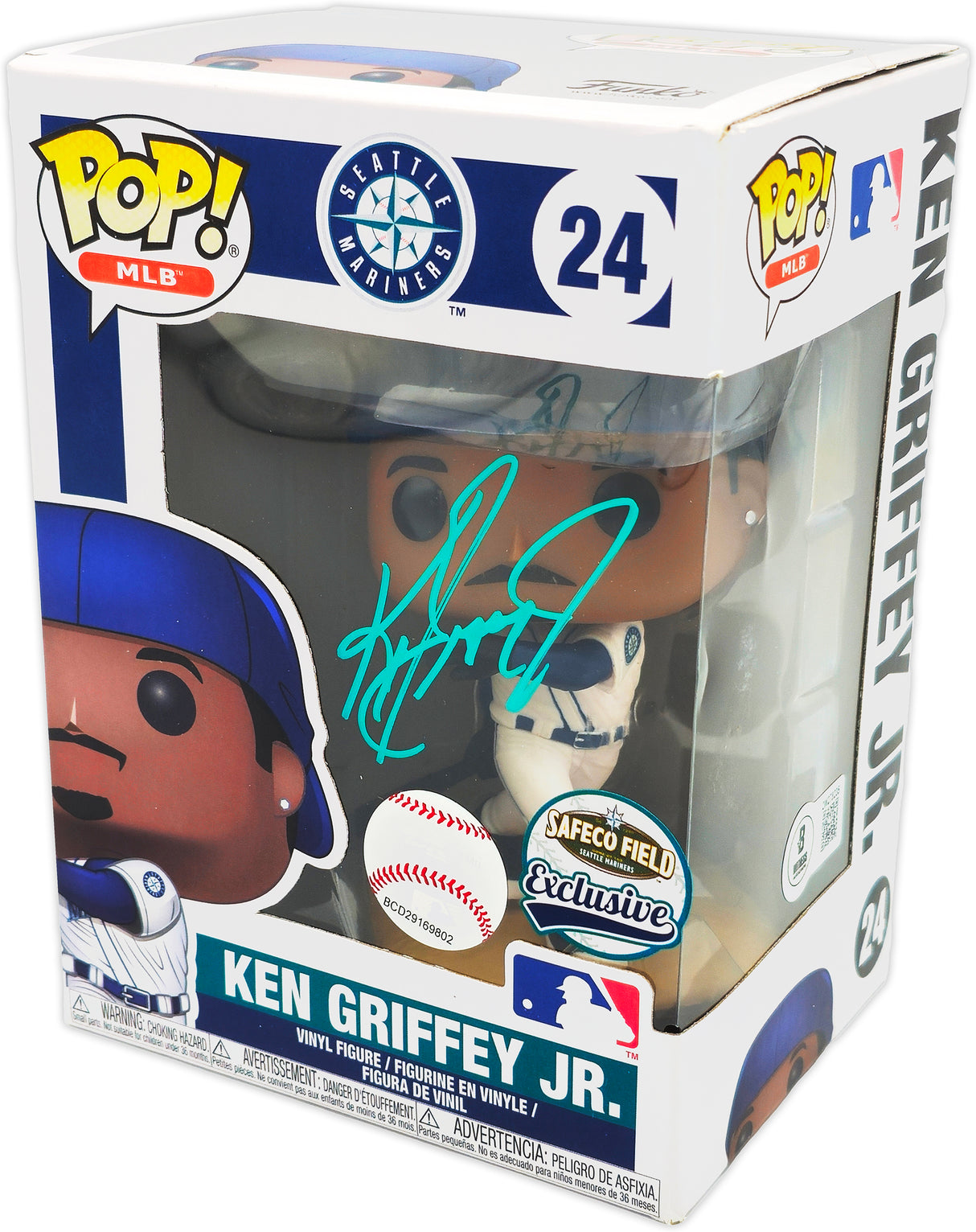 Ken Griffey Jr. Autographed Funko Pop Vinyl Figurine #24 Safeco Field Exclusive Seattle Mariners Beckett BAS Witness Stock #234579