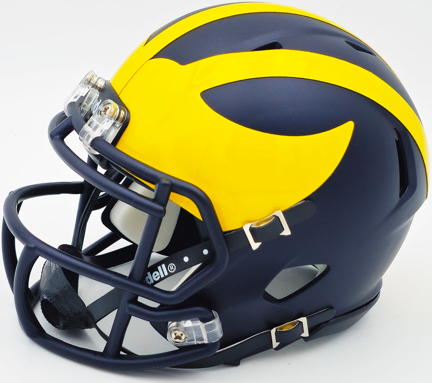 Mike Sainristil Autographed Michigan Wolverines Blue Speed Mini Helmet "23 Natl Champs" Beckett BAS Witness Stock #234650