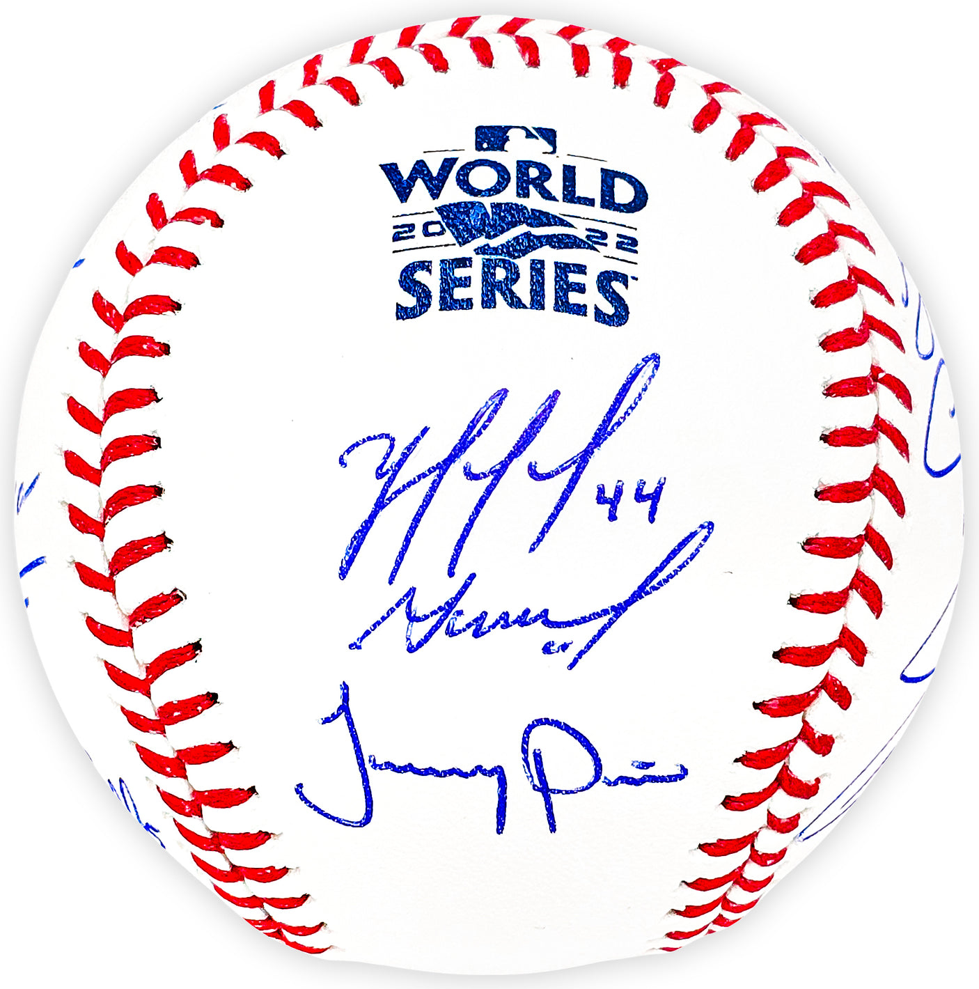 2022 World Series Champion Houston Astros Team Signed Autographed Official 2022 World Series Logo MLB Baseball With 21 Total Signatures Including Jose Altuve & Yordan Alvarez Beckett BAS Witness Stock #220461