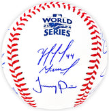 2022 World Series Champion Houston Astros Team Signed Autographed Official 2022 World Series Logo MLB Baseball With 21 Total Signatures Including Jose Altuve & Yordan Alvarez Beckett BAS Witness Stock #220461