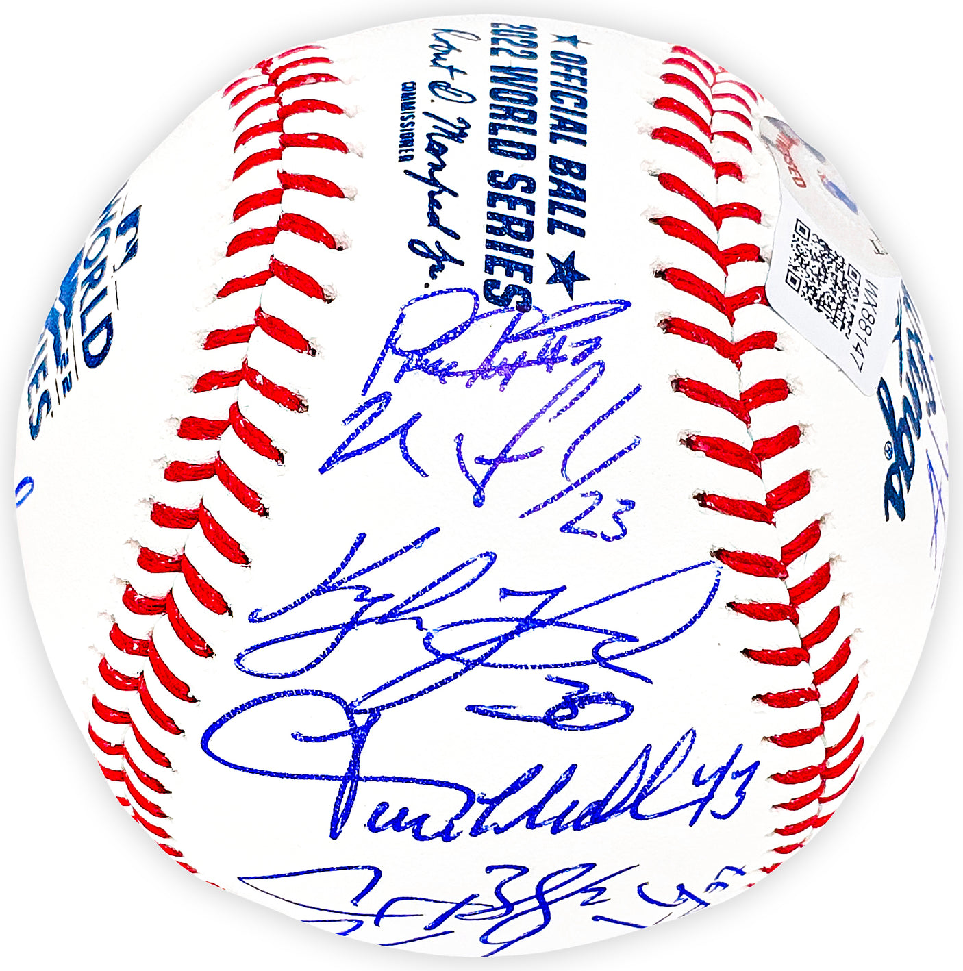 2022 World Series Champion Houston Astros Team Signed Autographed Official 2022 World Series Logo MLB Baseball With 21 Total Signatures Including Jose Altuve & Yordan Alvarez Beckett BAS Witness Stock #220461