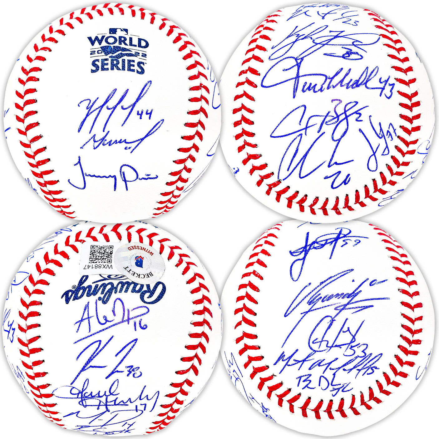 2022 World Series Champion Houston Astros Team Signed Autographed Official 2022 World Series Logo MLB Baseball With 21 Total Signatures Including Jose Altuve & Yordan Alvarez Beckett BAS Witness Stock #220461