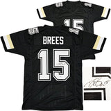 Purdue Boilermakers Drew Brees Autographed Black Jersey Beckett BAS Witness Stock #220386