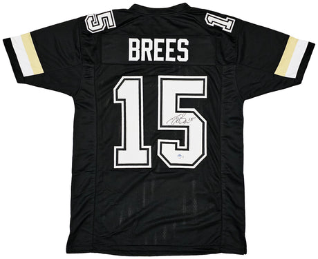 Purdue Boilermakers Drew Brees Autographed Black Jersey Beckett BAS Witness Stock #220386