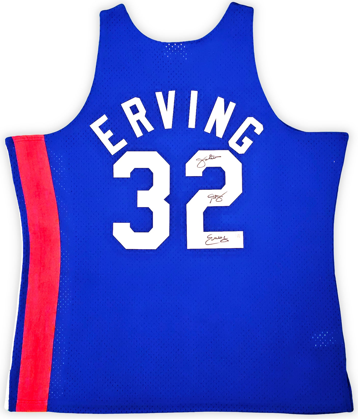 ABA New Jersey Nets Julius "Dr. J" Erving Autographed Blue Authentic Mitchell & Ness 1973-74 HWC Swingman Jersey Size XXL Beckett BAS Witness Stock #220407