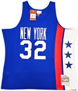 ABA New Jersey Nets Julius "Dr. J" Erving Autographed Blue Authentic Mitchell & Ness 1973-74 HWC Swingman Jersey Size XXL Beckett BAS Witness Stock #220407