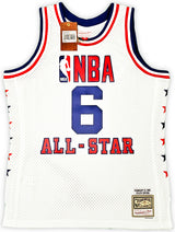 Philadelphia 76ers Julius "Dr. J" Erving Autographed White Authentic Mitchell & Ness 2-10-1985 HWC Swingman All Star Jersey Size L Beckett BAS Witness Stock #220409