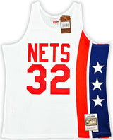 ABA New Jersey Nets Julius "Dr. J" Erving Autographed White Authentic Mitchell & Ness 1973-74 HWC Swingman Jersey Size XL Beckett BAS Witness Stock #220412