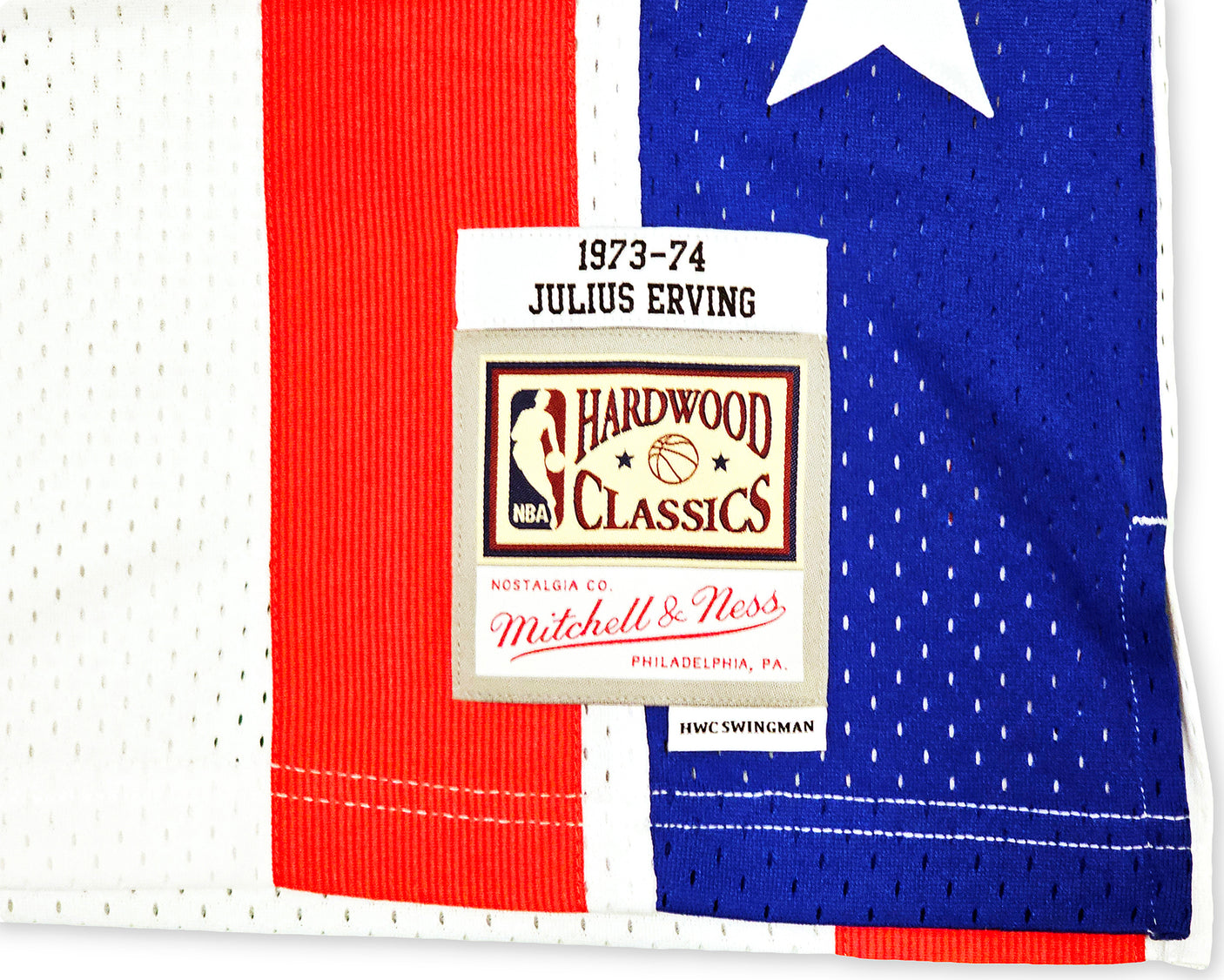 ABA New Jersey Nets Julius "Dr. J" Erving Autographed White Authentic Mitchell & Ness 1973-74 HWC Swingman Jersey Size L Beckett BAS Witness Stock #220411